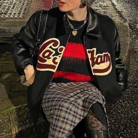 La Fam Red Wool Varsity Jacket